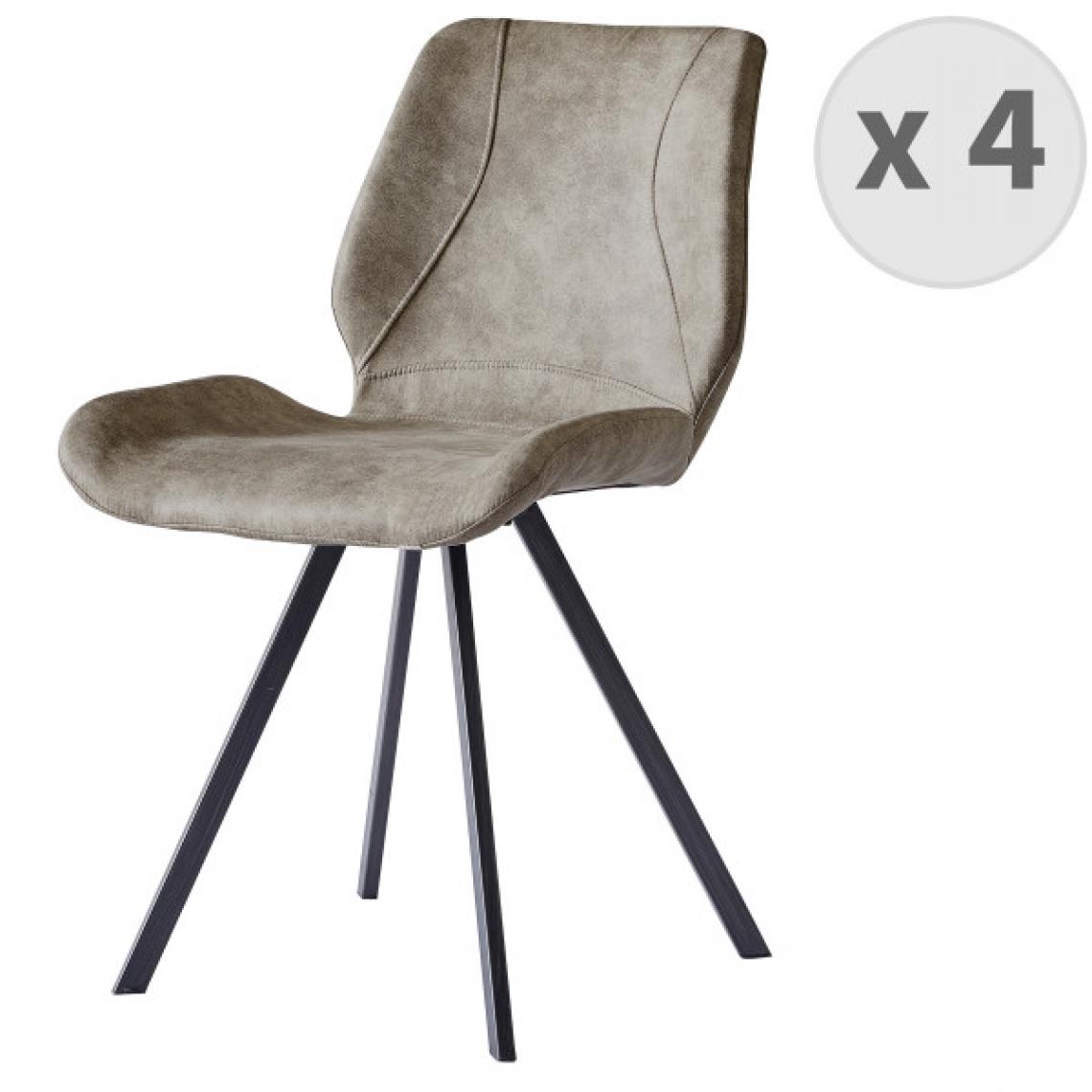 Moloo - HORIZON-Chaise indus marron vintage brun clair pieds noir brossé (x4) - Chaises
