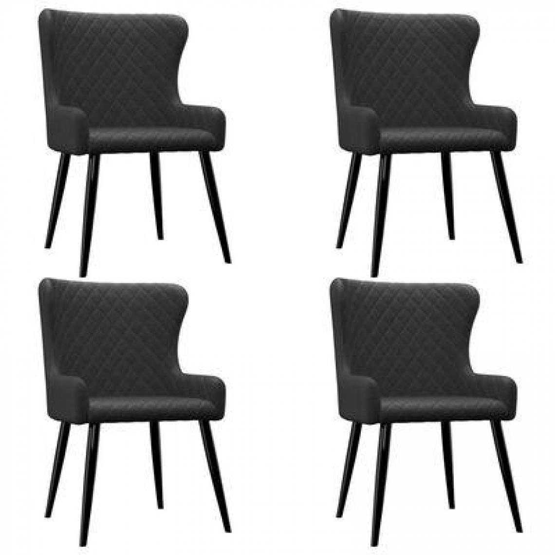 Decoshop26 - Lot de 4 chaises de salle à manger cuisine design et confortable en tissu noir CDS021844 - Chaises
