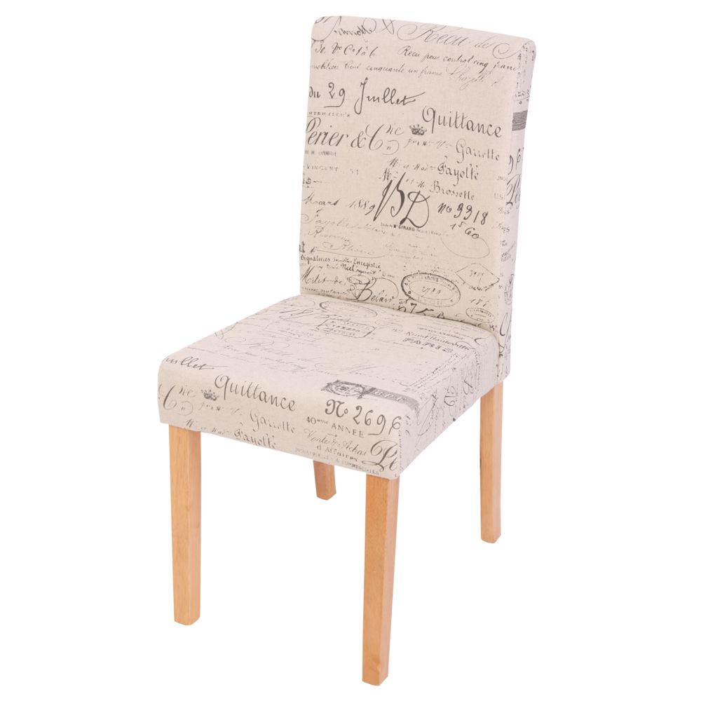 Mendler - Lot de 2 chaises de séjour Littau, tissu words fabric, pieds clairs - Chaises