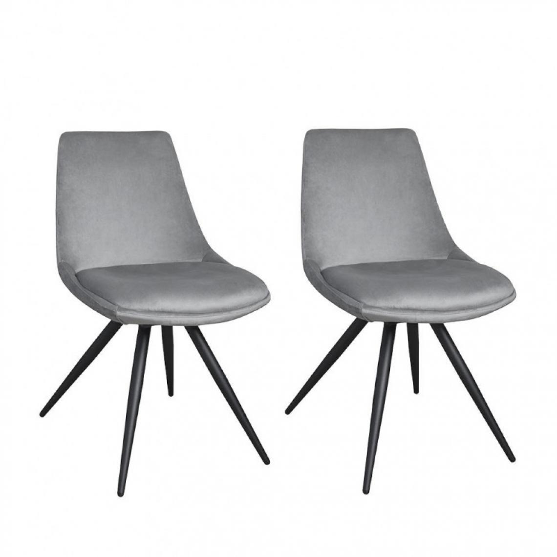 Meubletmoi - Lot de 2 chaises en velours gris - LOUNA - Chaises