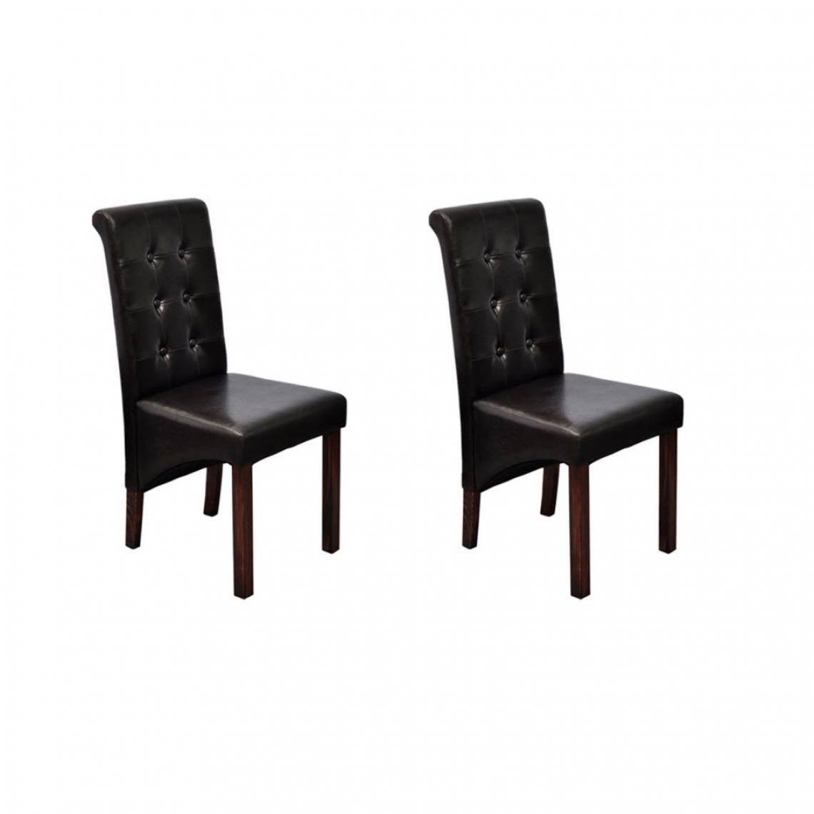 Decoshop26 - Lot de 2 chaises de salle à manger cuisine dossier capitonné en similicuir marron CDS020735 - Chaises