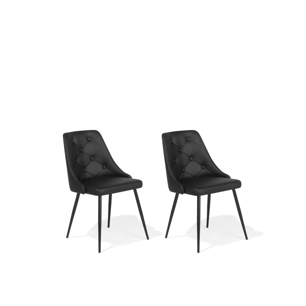 Beliani - Beliani Lot de 2 chaises en simili-cuir noir VALERIE - noir - Chaises