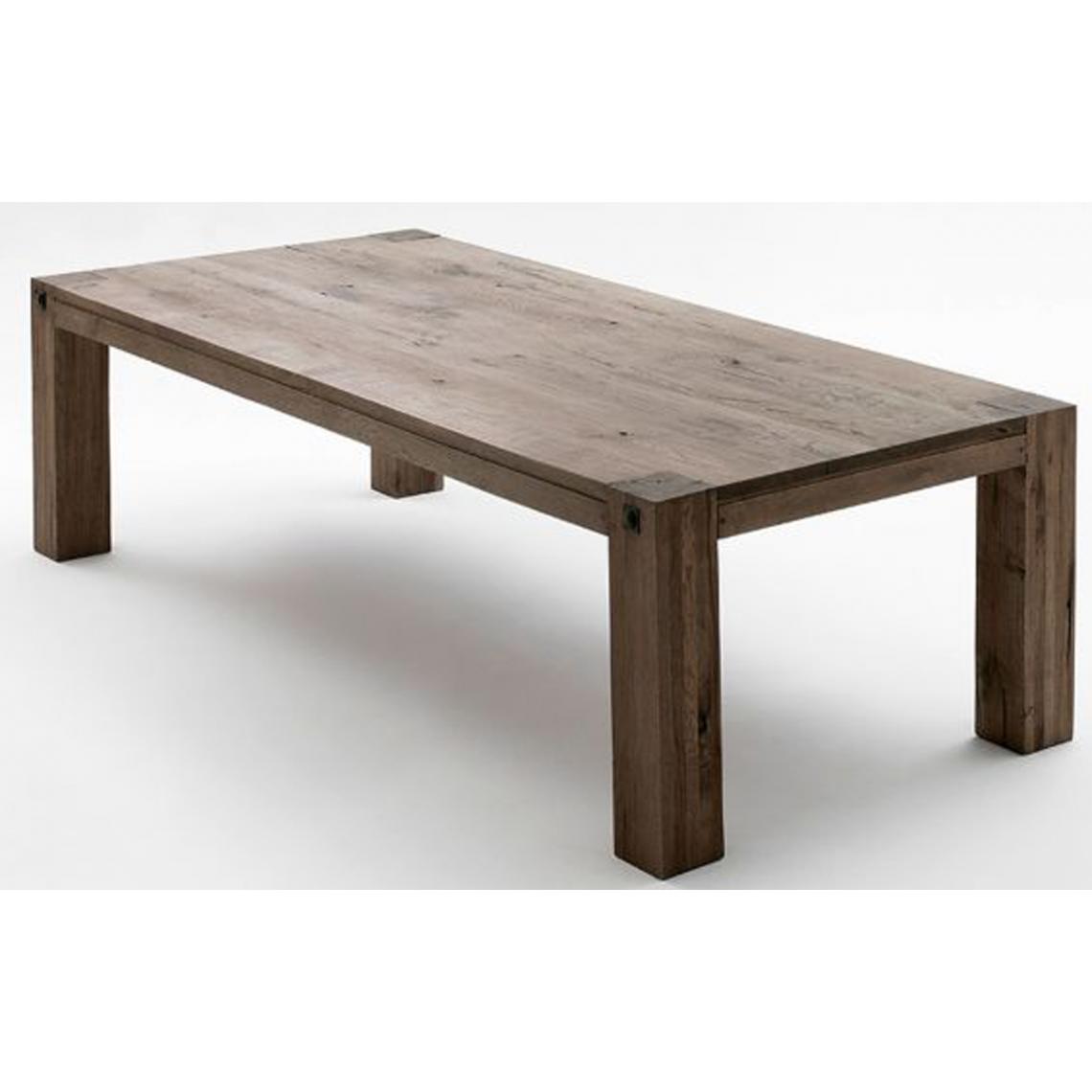 Pegane - Table à manger en chêne massif patiné laqué - L.180 x H.76 x P.90 cm - Tables à manger