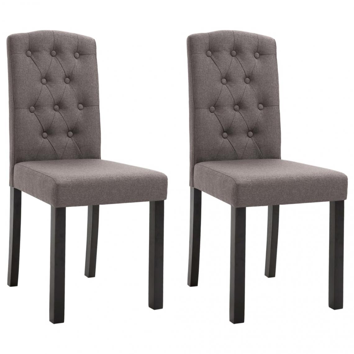 Decoshop26 - Lot de 2 chaises de salle à manger cuisine design classique tissu taupe CDS021046 - Chaises