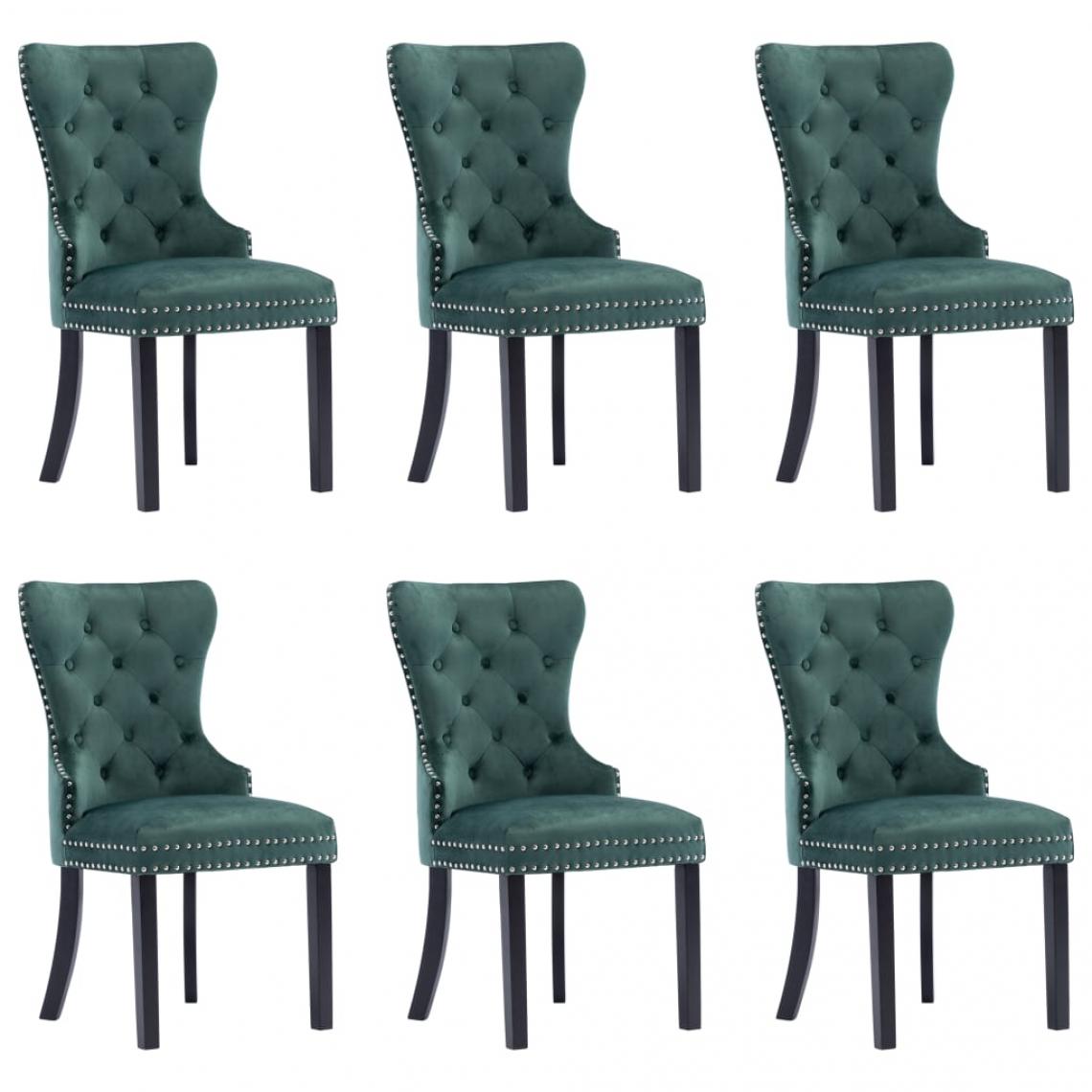 Decoshop26 - Lot de 6 chaises de salle à manger cuisine design classique velours vert foncé CDS022890 - Chaises