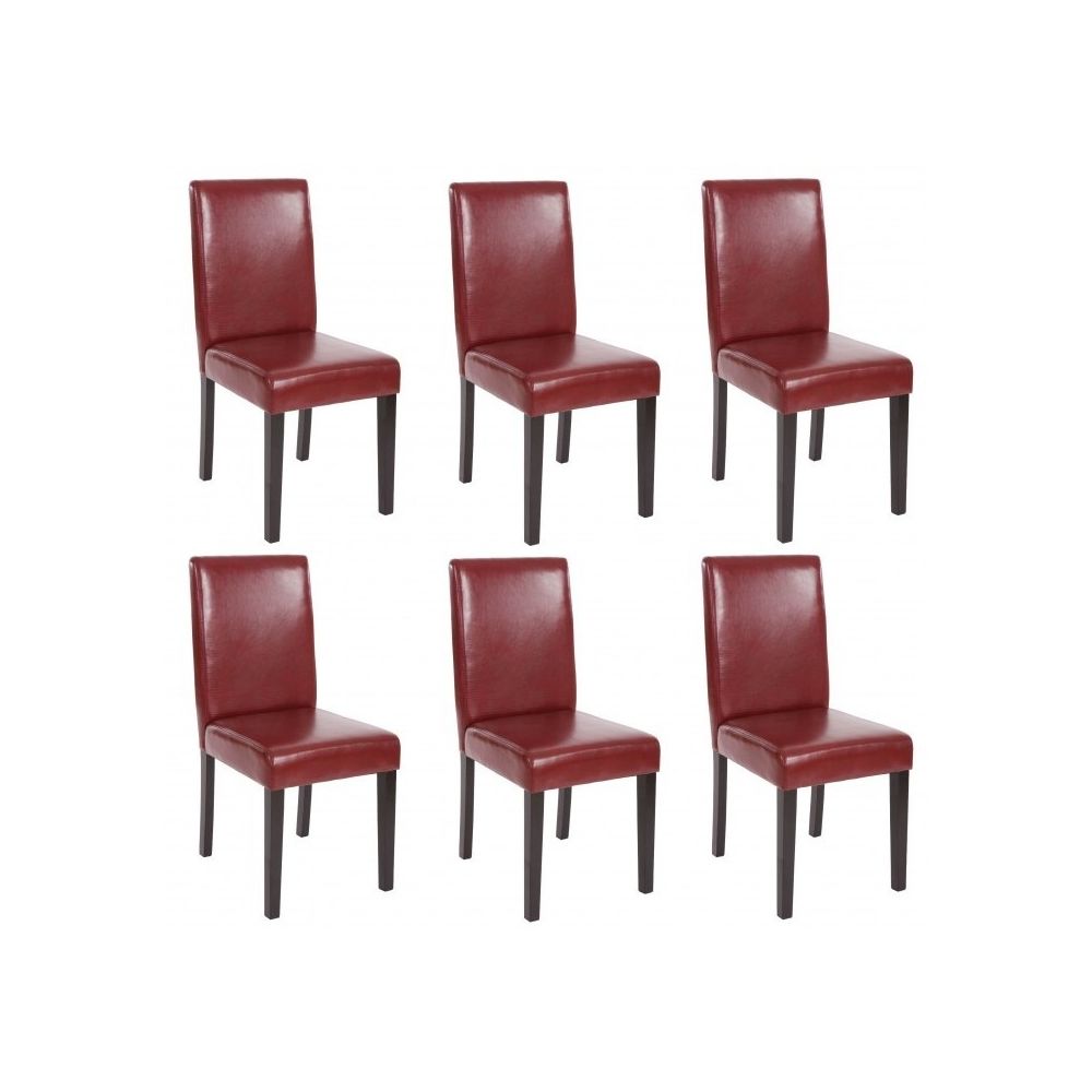 Decoshop26 - Lot de 6 chaises de salle à manger simili-cuir rouge/brun pieds foncés CDS04233 - Chaises
