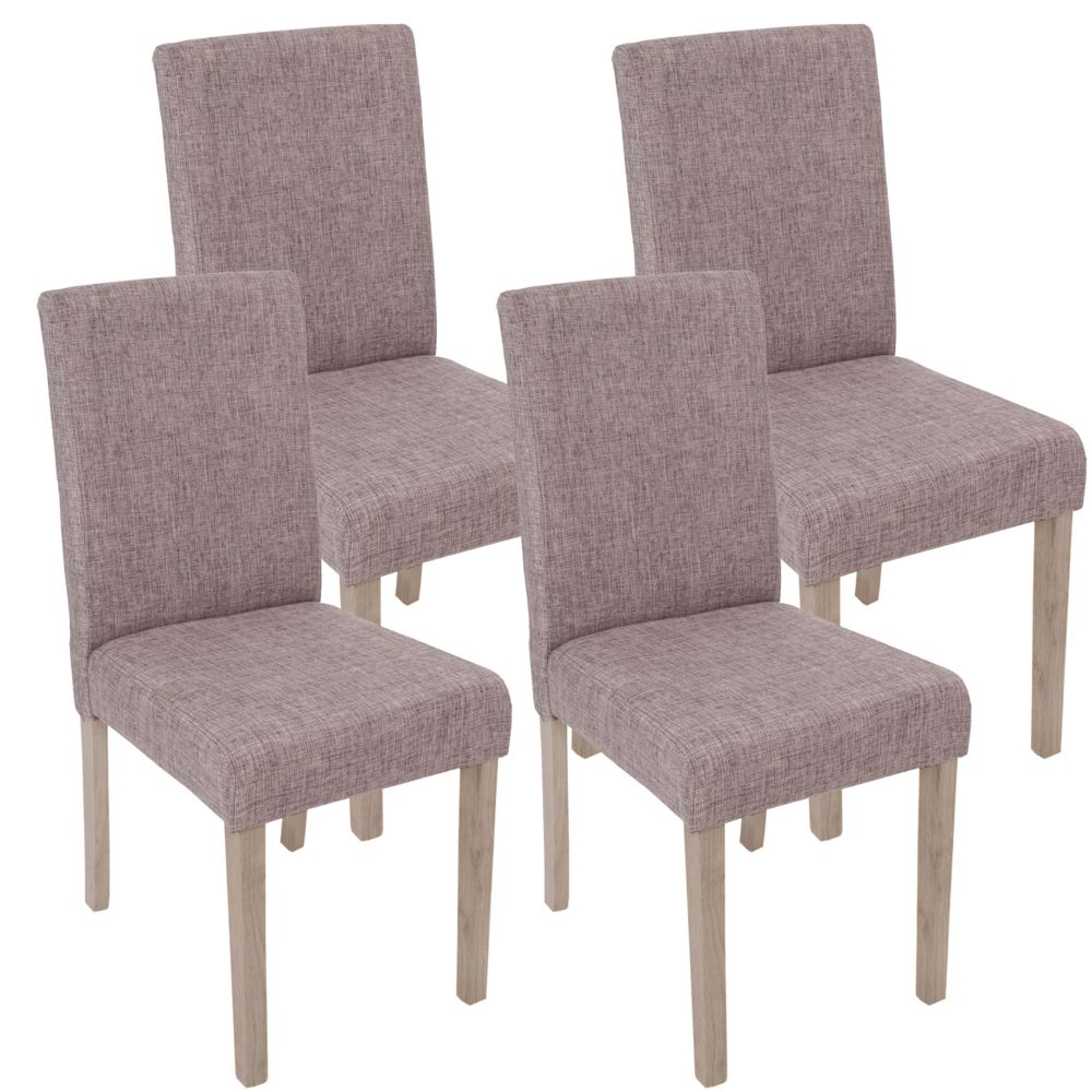 Mendler - Lot de 4 chaises de salle à manger Littau, tissu, gris, pieds: structure chêne - Chaises