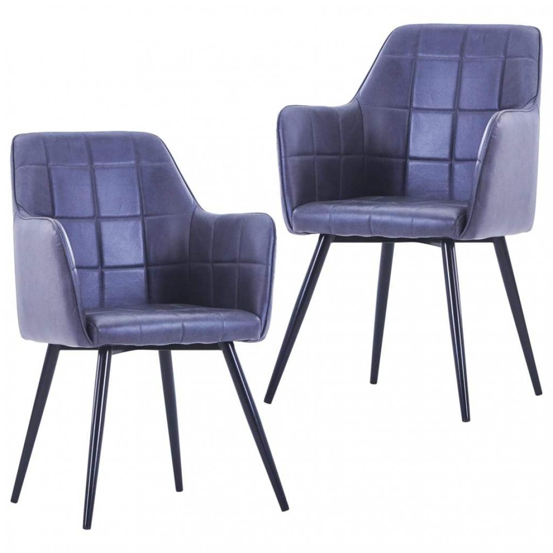 Decoshop26 - Lot de 2 chaises de salle à manger cuisine design moderne en similicuir daim gris CDS020602 - Chaises