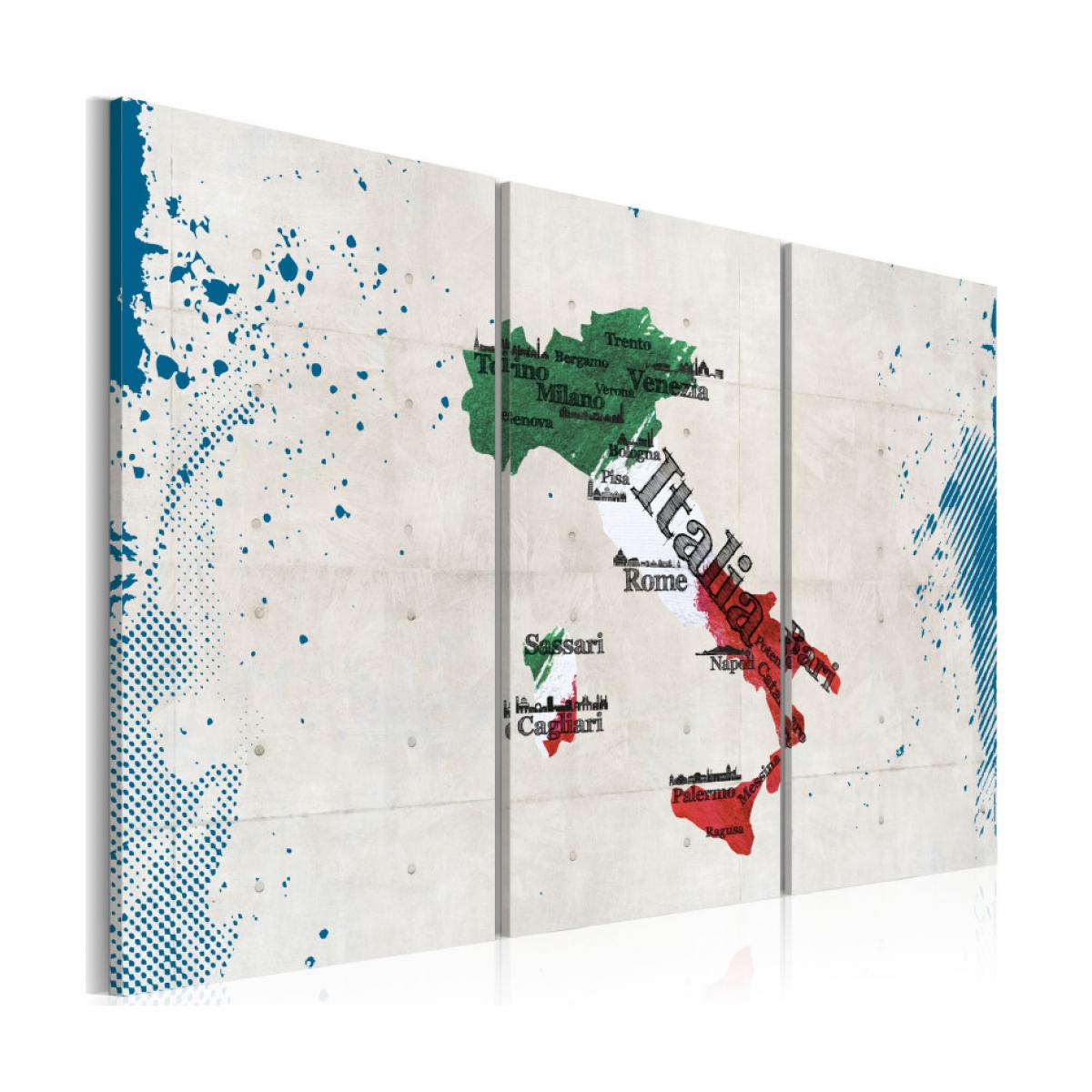 Artgeist - Tableau - Carte de l'Italie - triptyque 120x80 - Tableaux, peintures