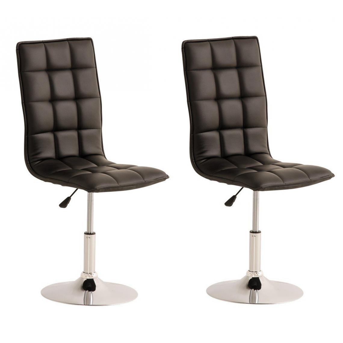 Decoshop26 - Lot de 2 chaises de salle à manger hauteur réglable en simili-cuir noir CDS10033 - Chaises