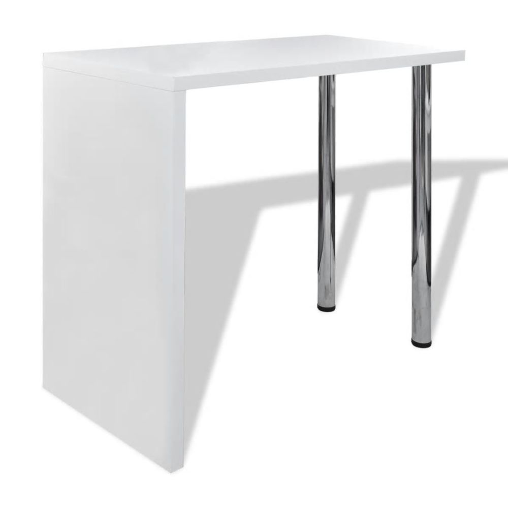 Vidaxl - vidaXL Table de bar MDF avec 2 pieds en acier Haut brillance Blanc - Tables à manger