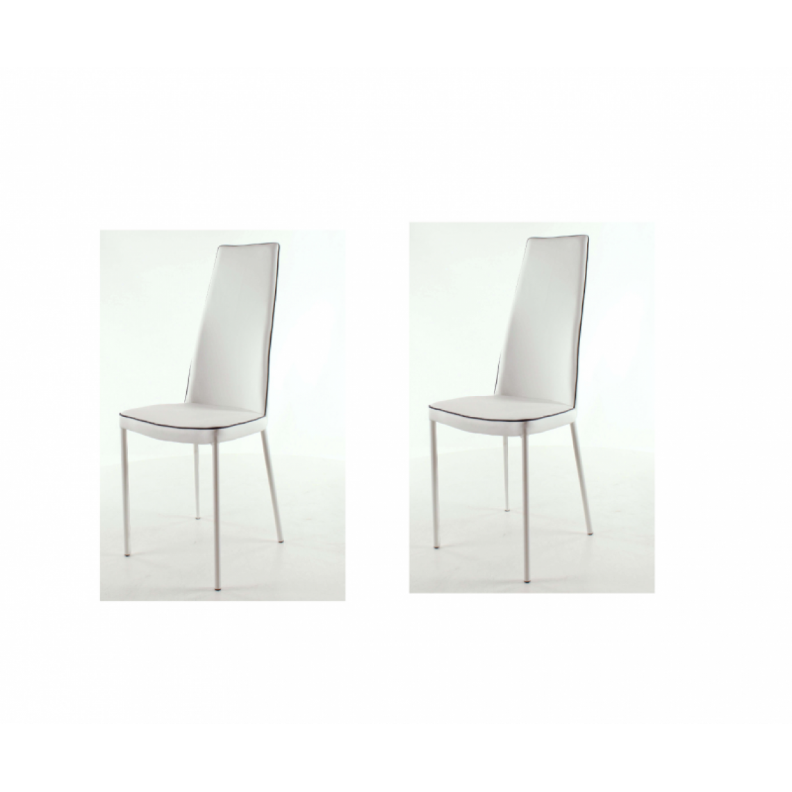 Ac-Deco - Lot de 2 chaises en cuir - Kelly - L 45 x P 46 x H 106 cm - Beige et blanc - Chaises