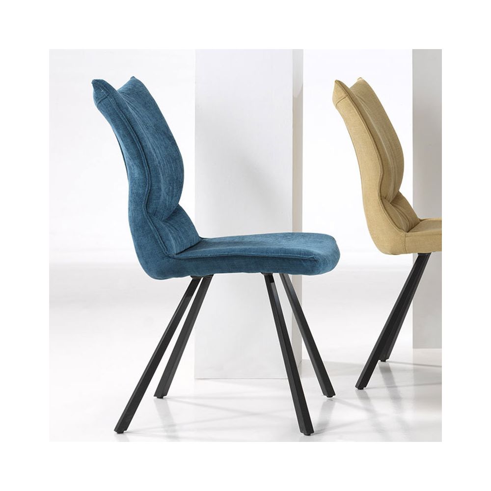 Nouvomeuble - Chaise bleue en tissu design LOUISE (lot de 2) - Chaises