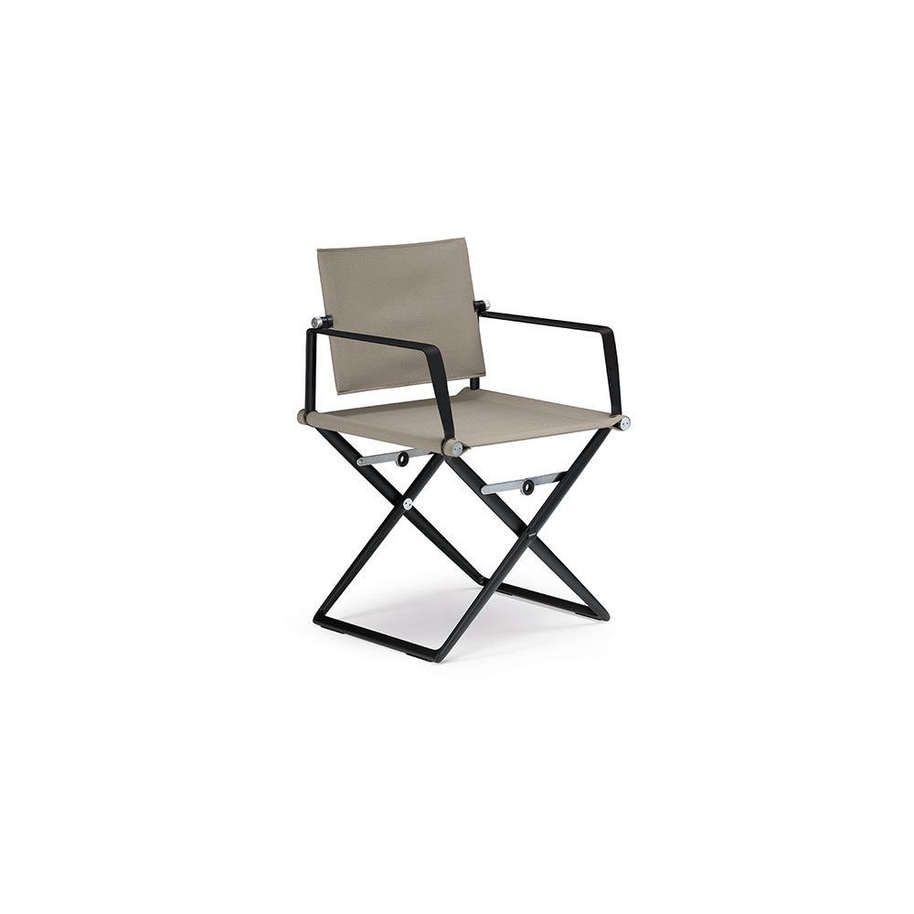 Dedon - Chaise avec accoudoirs SeaX - noir - sail taupe - sans décor bois - Chaises