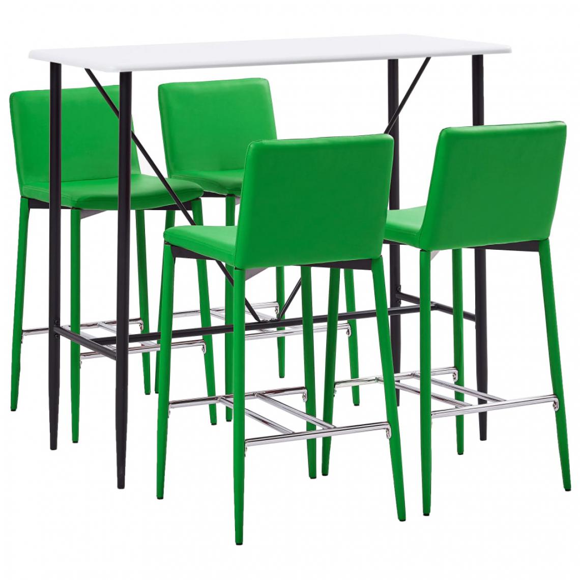 Chunhelife - Ensemble de bar 5 pcs Similicuir Vert - Tables à manger
