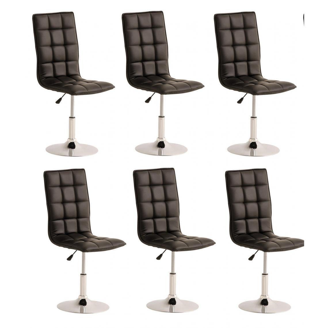 Decoshop26 - Lot de 6 chaises de salle à manger hauteur réglable en simili-cuir noir CDS10233 - Chaises