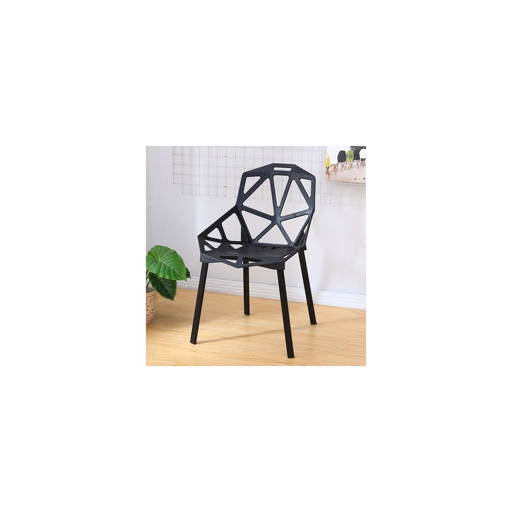 Wewoo - 2 chaises de salle à manger ajourées en plastique moderne simple de chaise de dossier de PCS noir - Chaises
