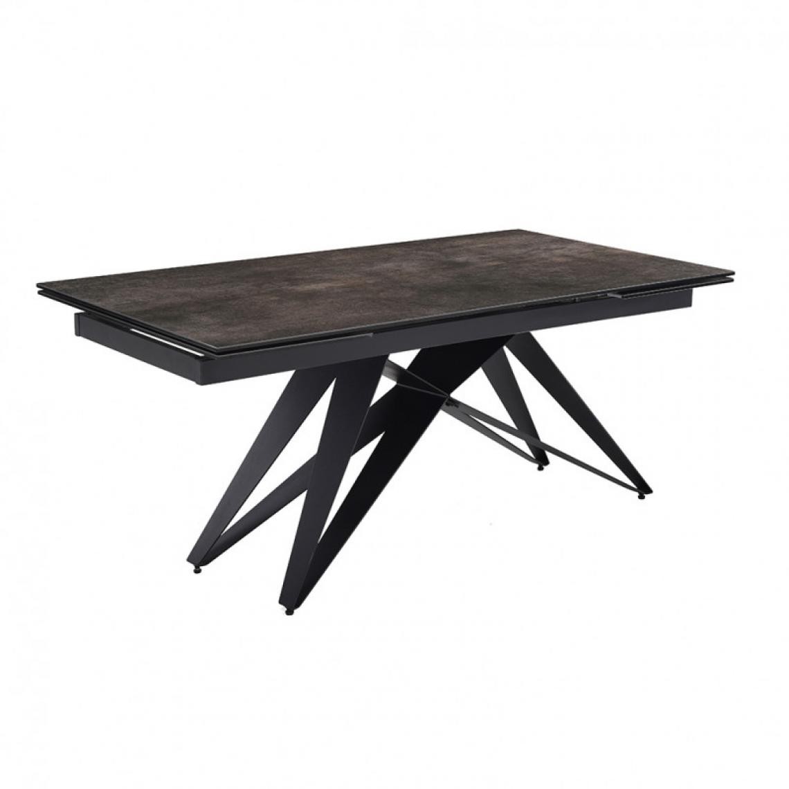 Meubletmoi - Table extensible 160/240 cm céramique gris vieilli pied géométrique - MAINE 03 - Tables à manger