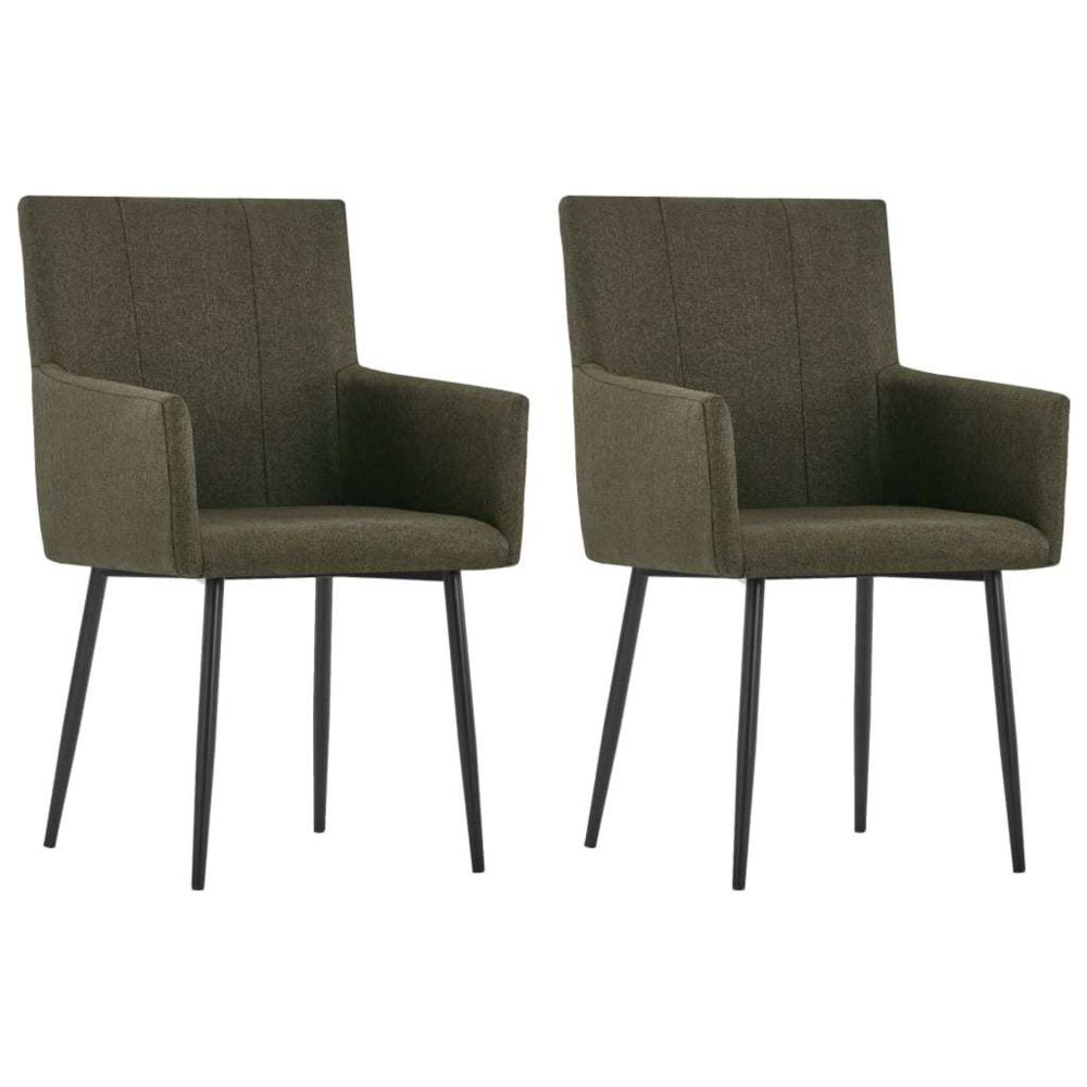 marque generique - Admirable Fauteuils et chaises selection Lilongwe Chaises de salle à manger avec accoudoirs 2 pcs Marron Tissu - Chaises