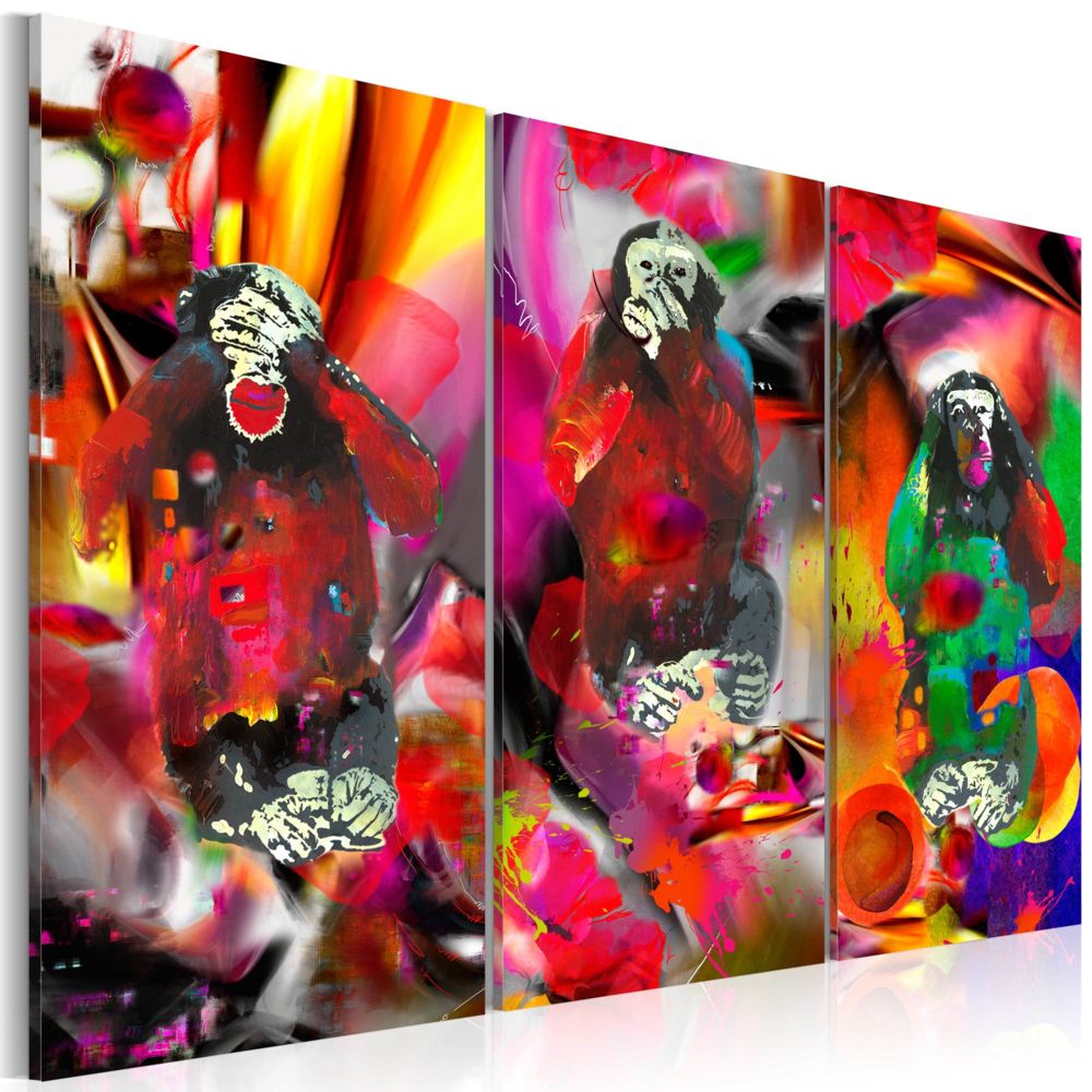 Bimago - Tableau - Crazy Monkeys - triptych - Décoration, image, art | Animaux divers | - Tableaux, peintures