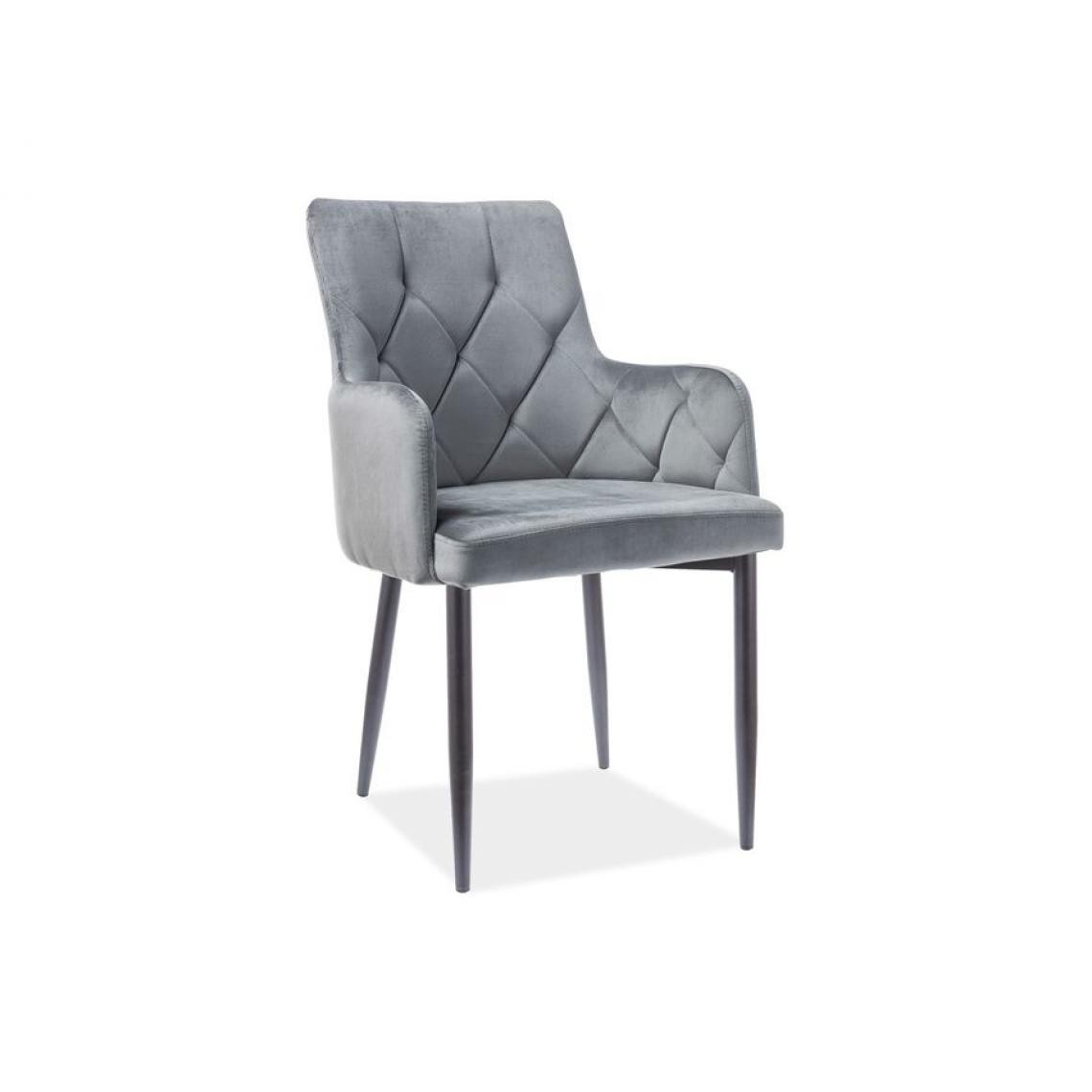 Hucoco - RICAROF - Chaise style glamour salon/salle à manger - 88x57x45 cm - Gris - Chaises