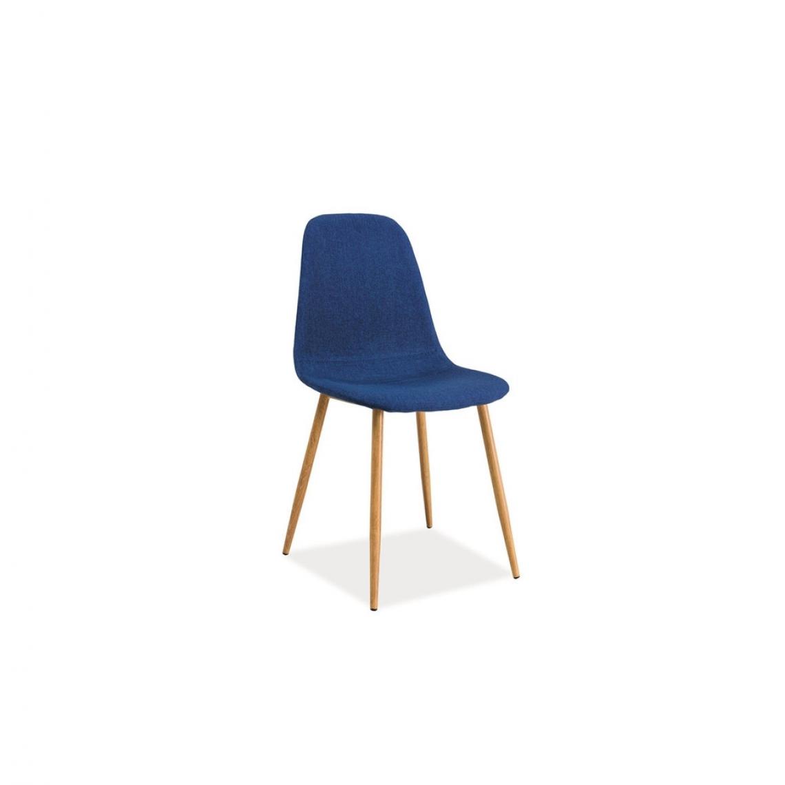 Ac-Deco - Chaise en tissu - Fox - 44 x 39 x 86 cm - Bleu marine - Chaises