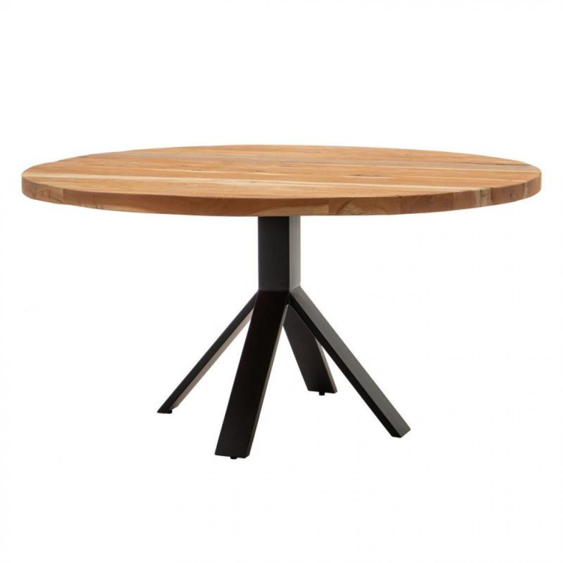 Tousmesmeubles - Table de repas ronde Bois massif/Métal 150 cm - PALMI - Tables à manger