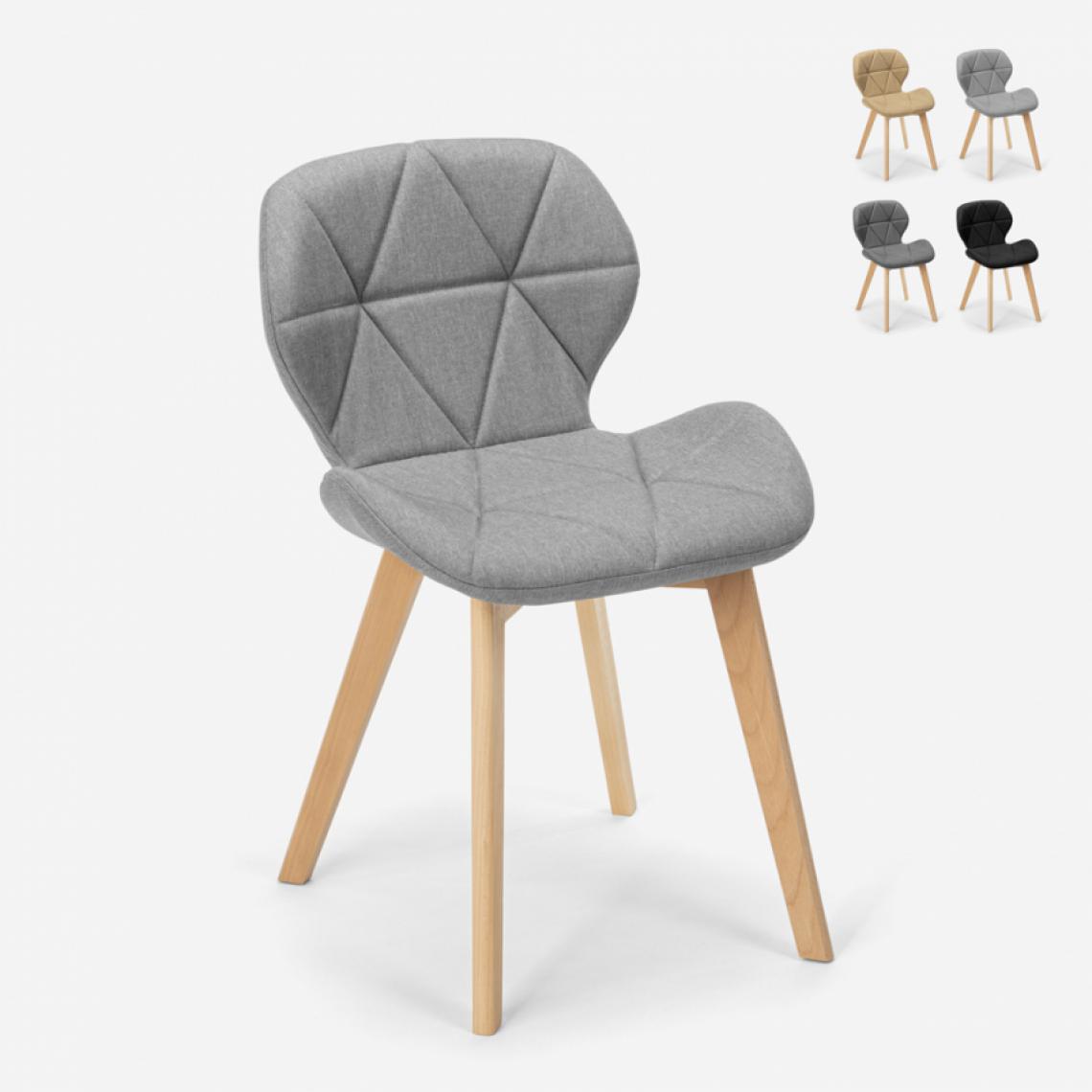 Ahd Amazing Home Design - Chaise design nordique pieds bois tissu cuisine bar restaurant Whale, Couleur: Gris - Chaises