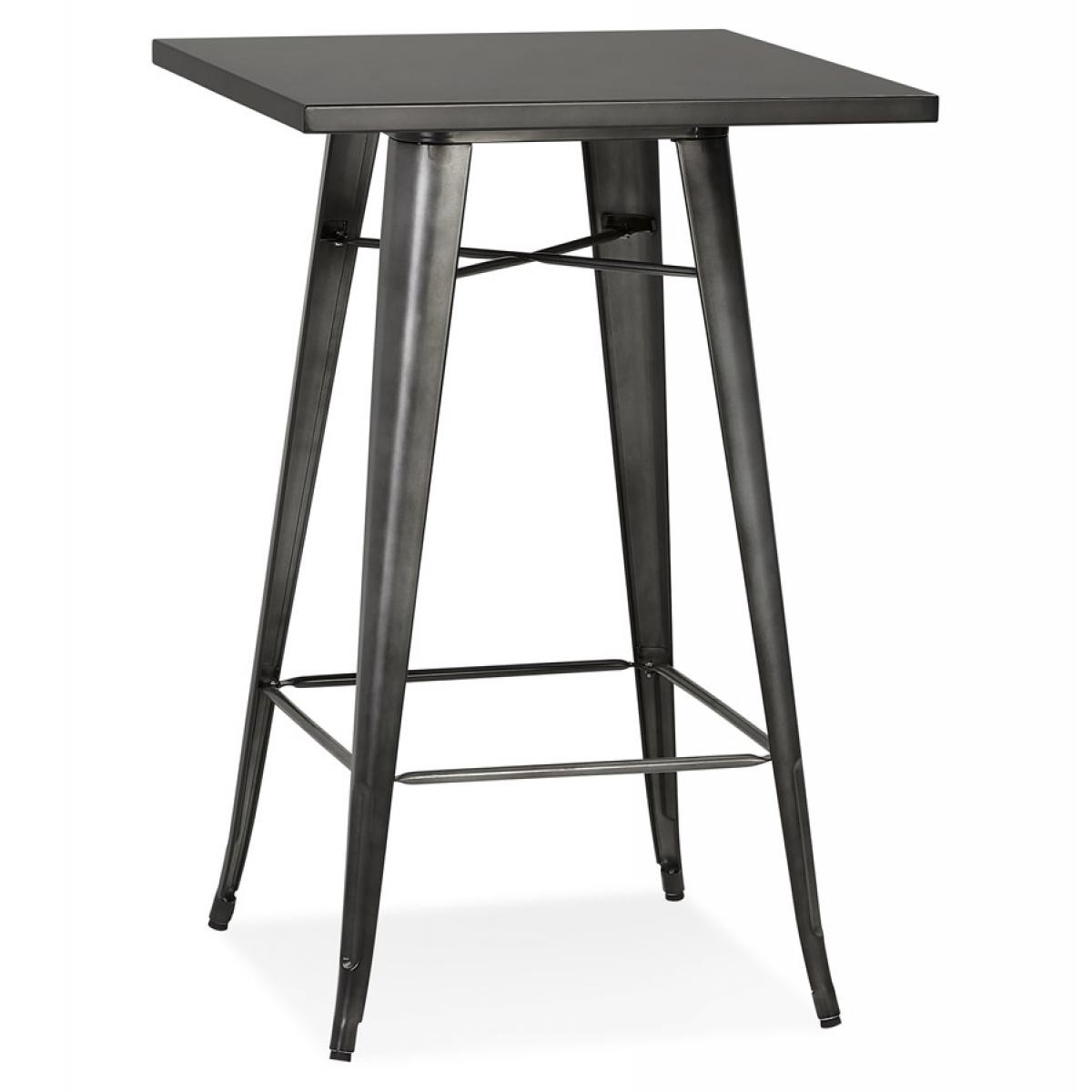 Alterego - Table haute 'VADOR' en métal gris foncé - 70x70 cm - Tables à manger