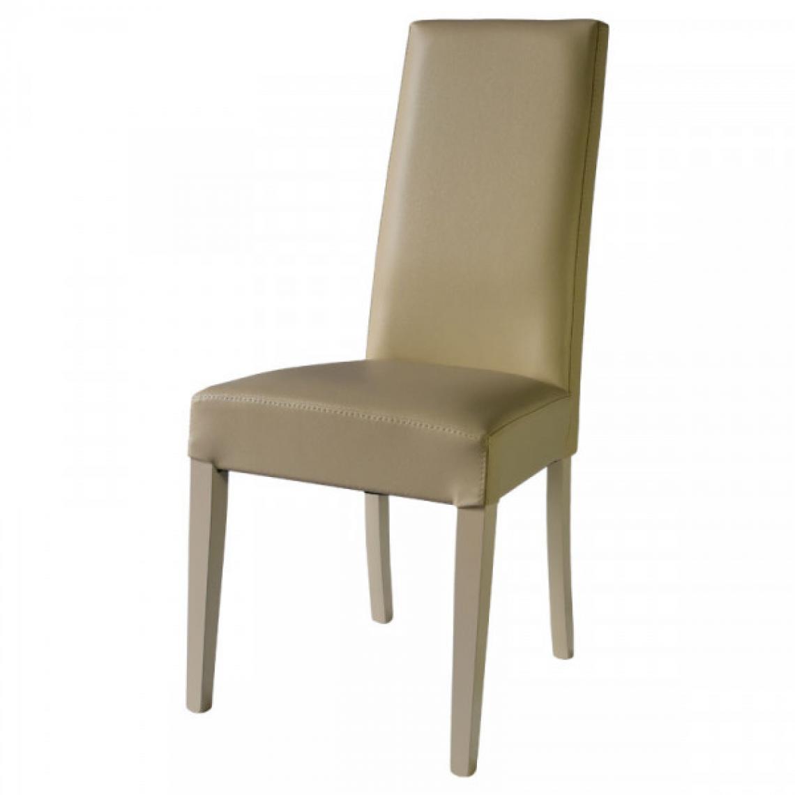 Dansmamaison - Duo de chaises en similicuir Beige - VENISE - L 54 x l 46 x H 99 cm - Chaises