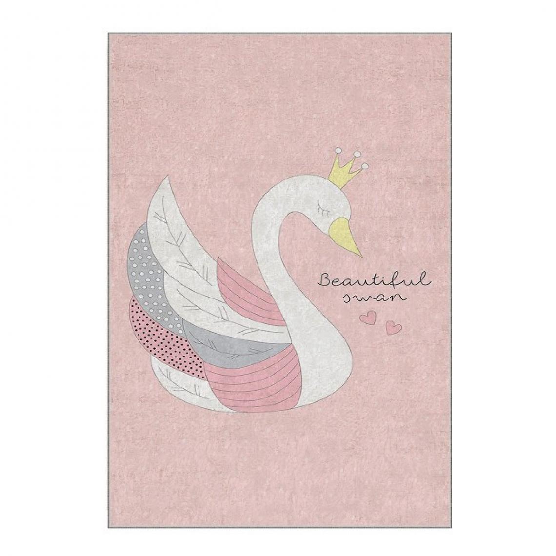 Homemania - HOMEMANIA Tapis pour enfants Swan - Rose, Gris, Blanc - 140 x 220 cm - Tapis