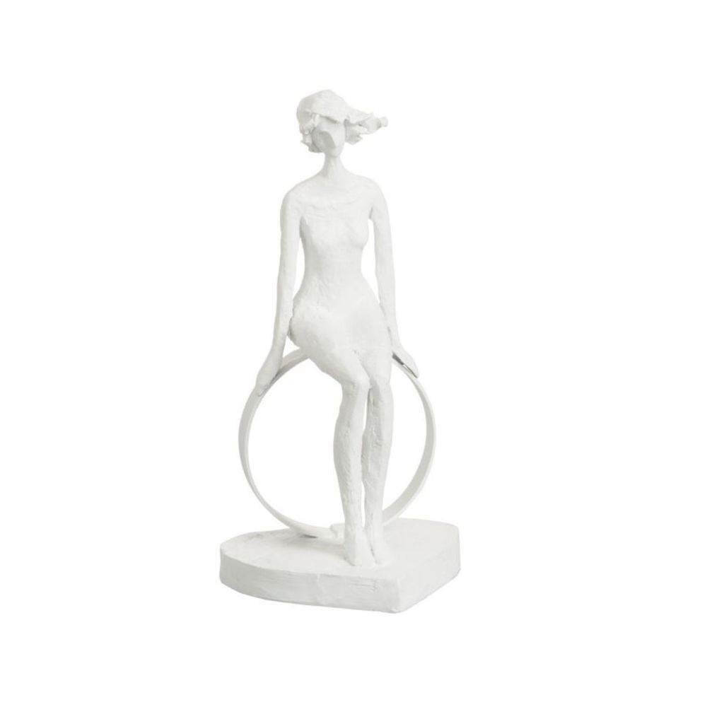 Paris Prix - Statuette Déco ""Femme Assise"" 25cm Blanc - Statues