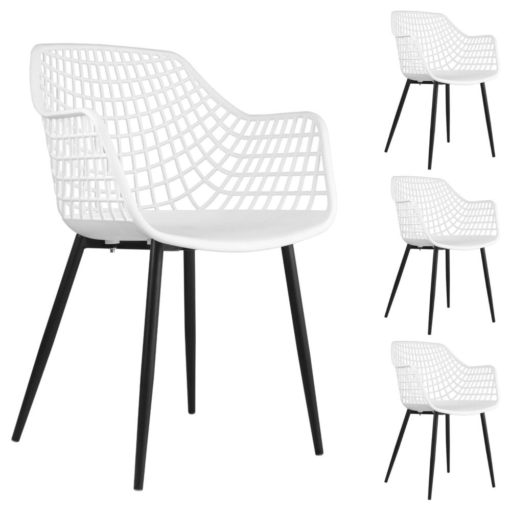 Idimex - Lot de 4 chaises LUCIA, en plastique blanc - Chaises