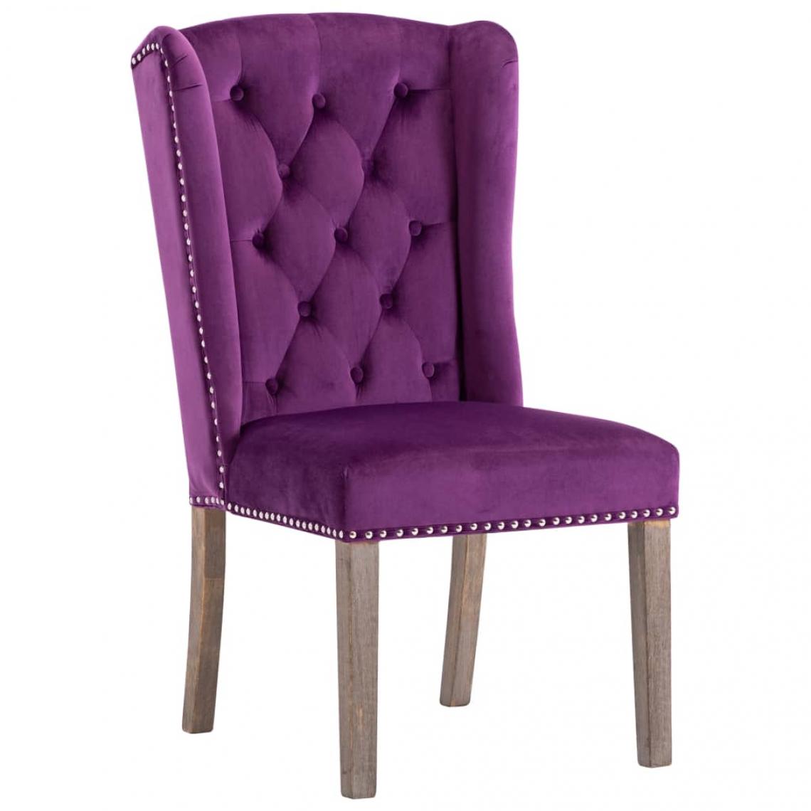 Decoshop26 - Chaise de salle à manger velours bois d'hévéa massif velour violet CDS020089 - Chaises