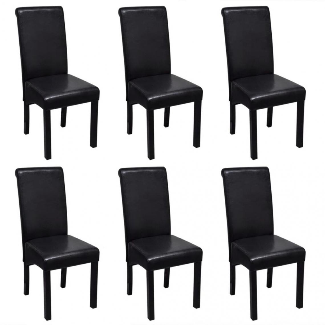 Decoshop26 - Lot de 6 chaises de salle à manger cuisine design moderne similicuir noir CDS022686 - Chaises