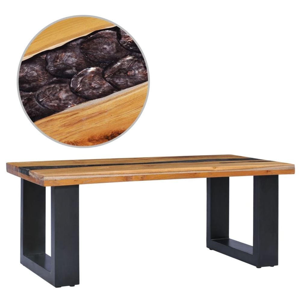 Vidaxl - vidaXL Table basse 100 x 50 x 40 cm Bois de teck massif et polyrésine - Tables à manger