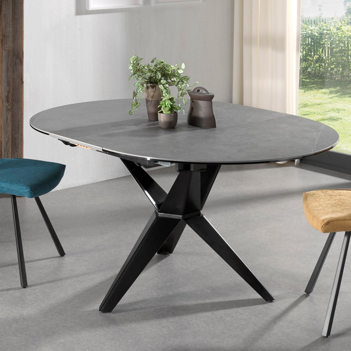 Nouvomeuble - Table extensible en céramique grise ESCALONA - Tables à manger