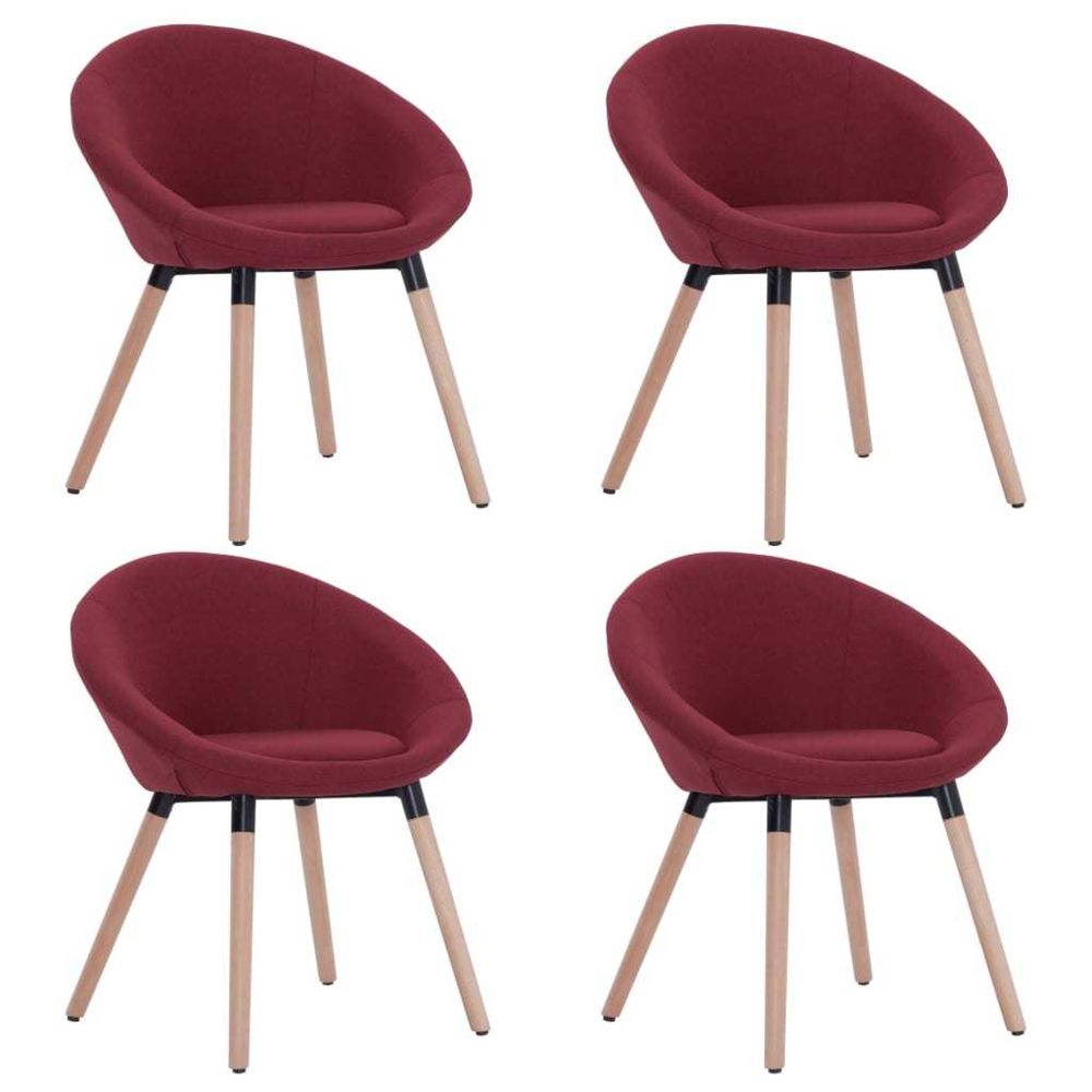 marque generique - Icaverne - Chaises de cuisine selection 4 pcs Chaises de salle à manger Rouge bordeaux Tissu - Chaises