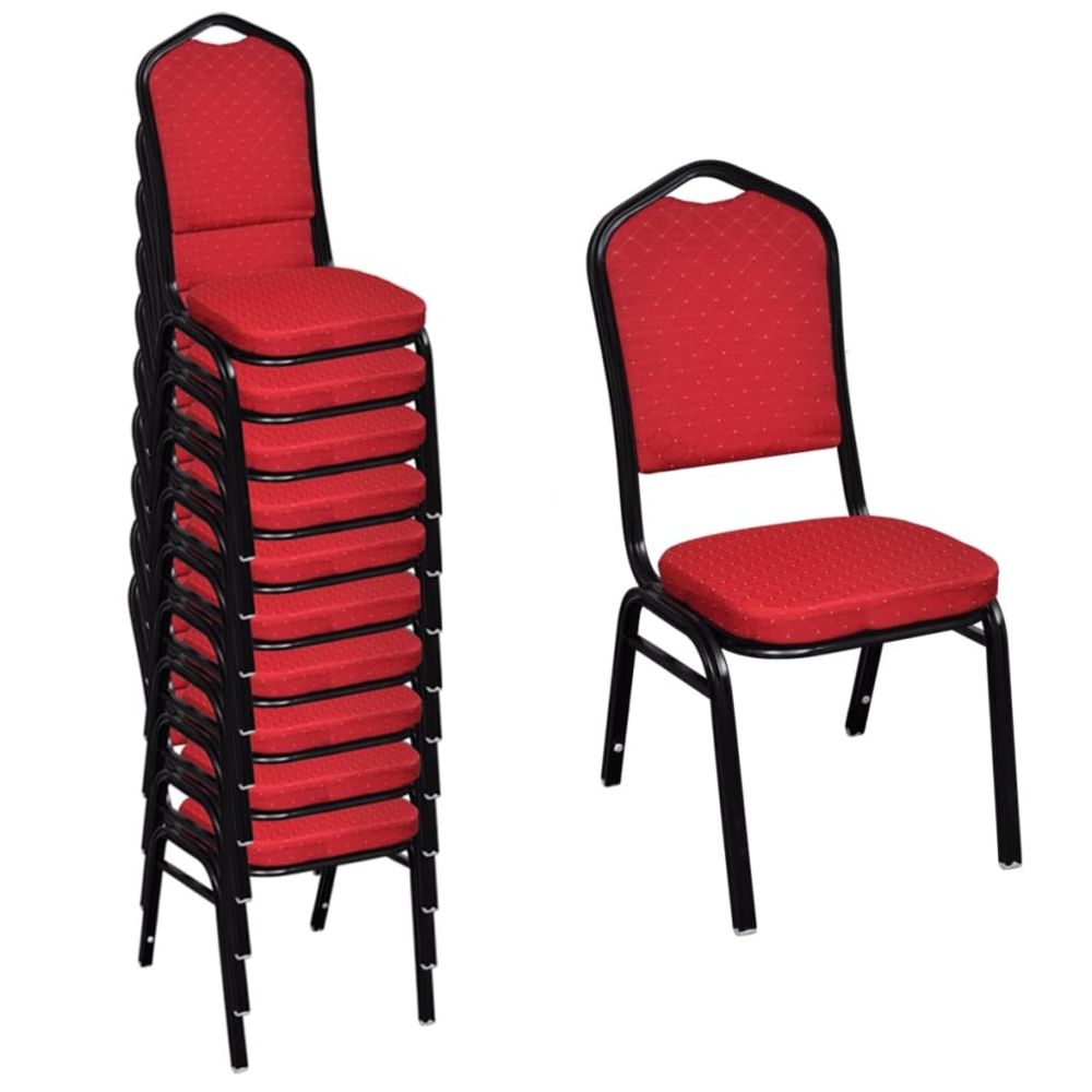 Vidaxl - vidaXL Chaises de salle à manger 10 pcs Rouge Tissu - Chaises