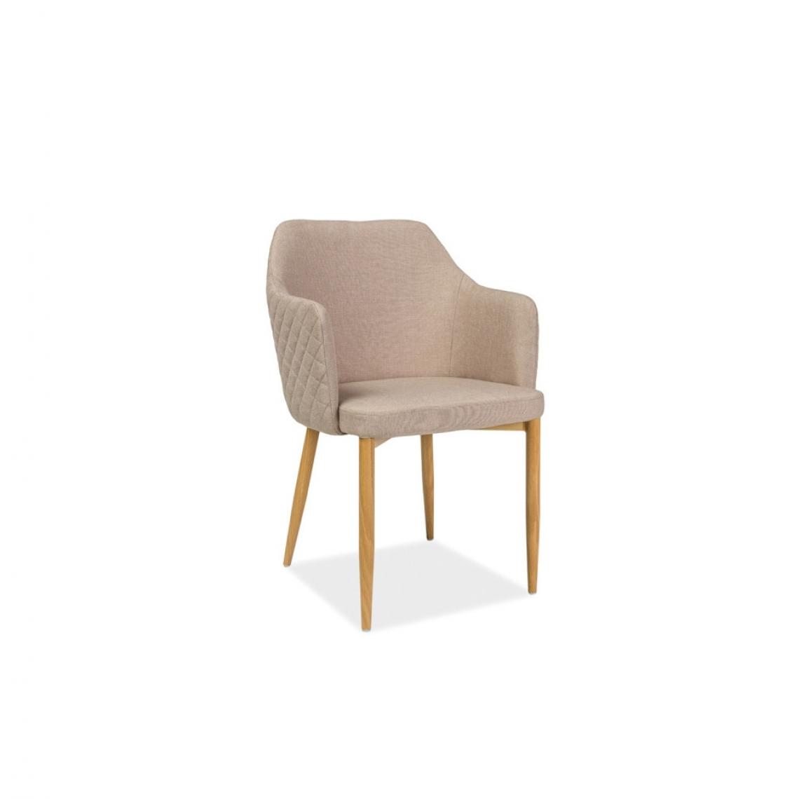 Ac-Deco - Chaise fauteuil en tissu - Astor - 46 x 46 x 84 cm - Beige - Chaises