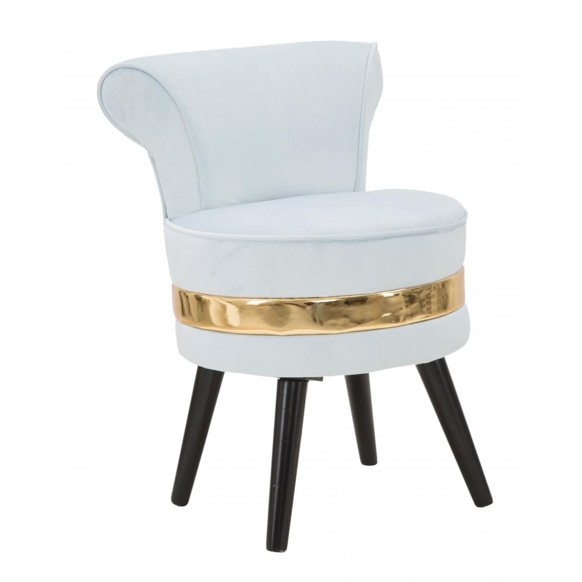 Alter - Mini chaise en bois de pin, tissu éponge et velours, couleur bleu clair avec bande dorée, Mesure 47 x 64 x 47 cm - Chaises