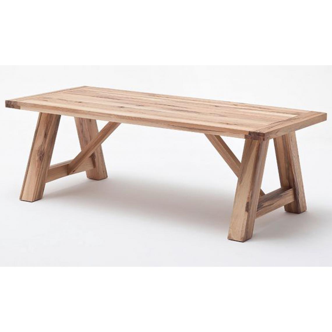 Pegane - Table à manger en chêne massif laqué chêne sauvage - L.180 x H.76 x P.100 cm -PEGANE- - Tables à manger