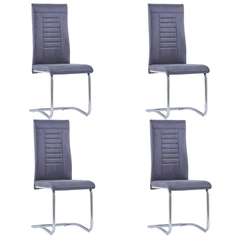 marque generique - Admirable Fauteuils et chaises ensemble Brasilia Chaises de salle à manger 4 pcs Gris Similicuir daim - Chaises