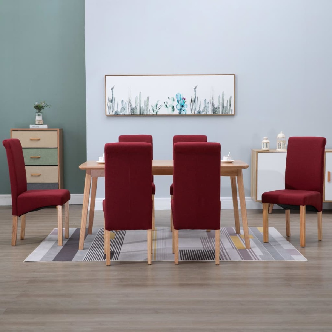 Chunhelife - Chunhelife Chaises de salle à manger 6 pcs Rouge Tissu - Chaises