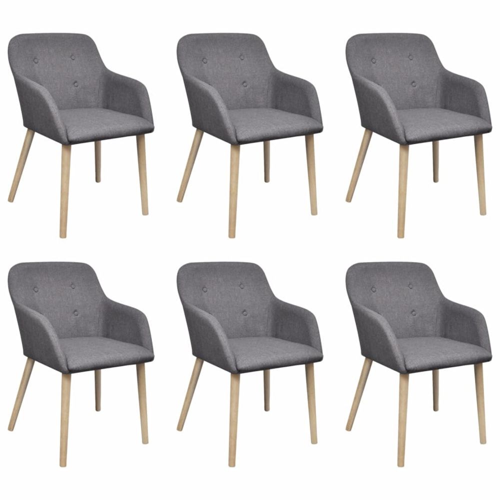 marque generique - Contemporain Fauteuils serie Canberra Chaise de salle à manger 6 pcs Cadre en chêne Tissu Gris foncé - Chaises