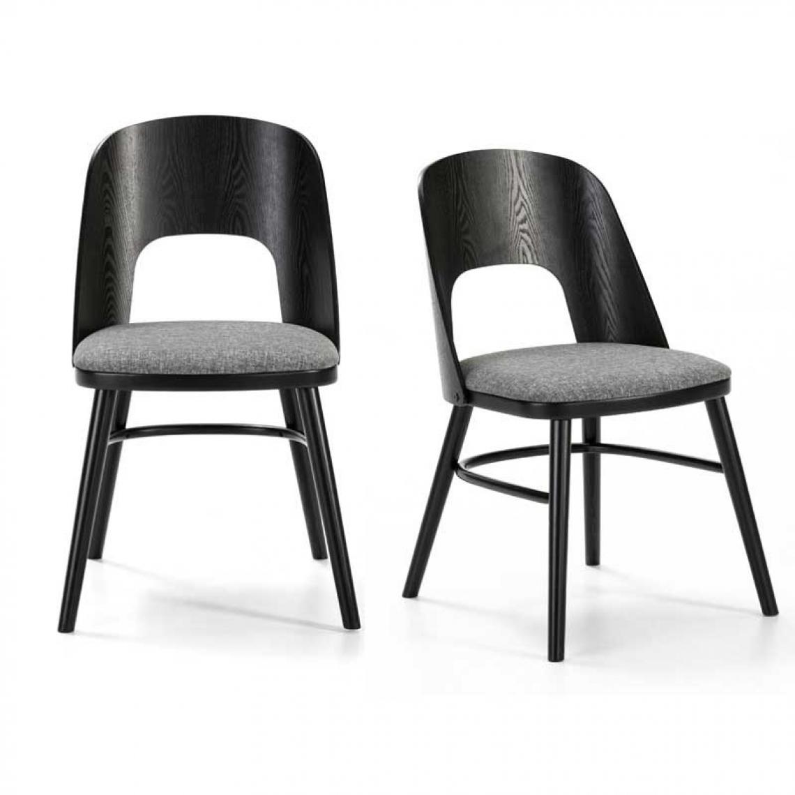 Tousmesmeubles - Duo de chaises en Bois Noir - BREXU - Chaises