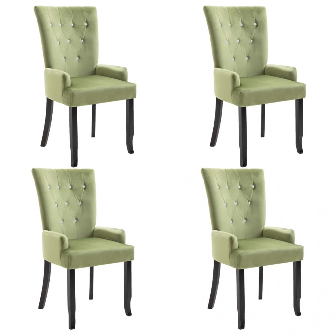 Decoshop26 - Lot de 4 chaises de salle à manger cuisine design rétro velours vert clair CDS022014 - Chaises