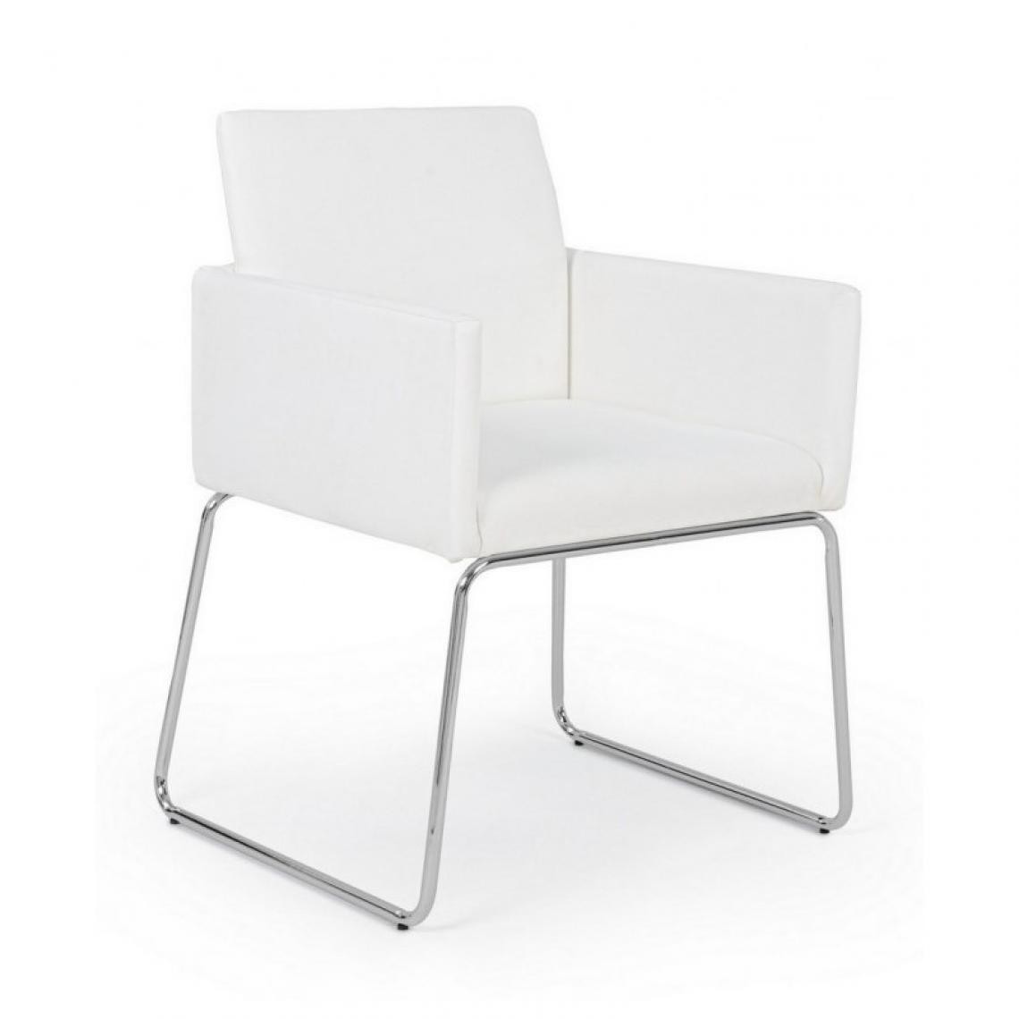 Webmarketpoint - Chaise avec accoudoirs en simili cuir Blanc SIXTY 60x54x h80,5 cm - Chaises