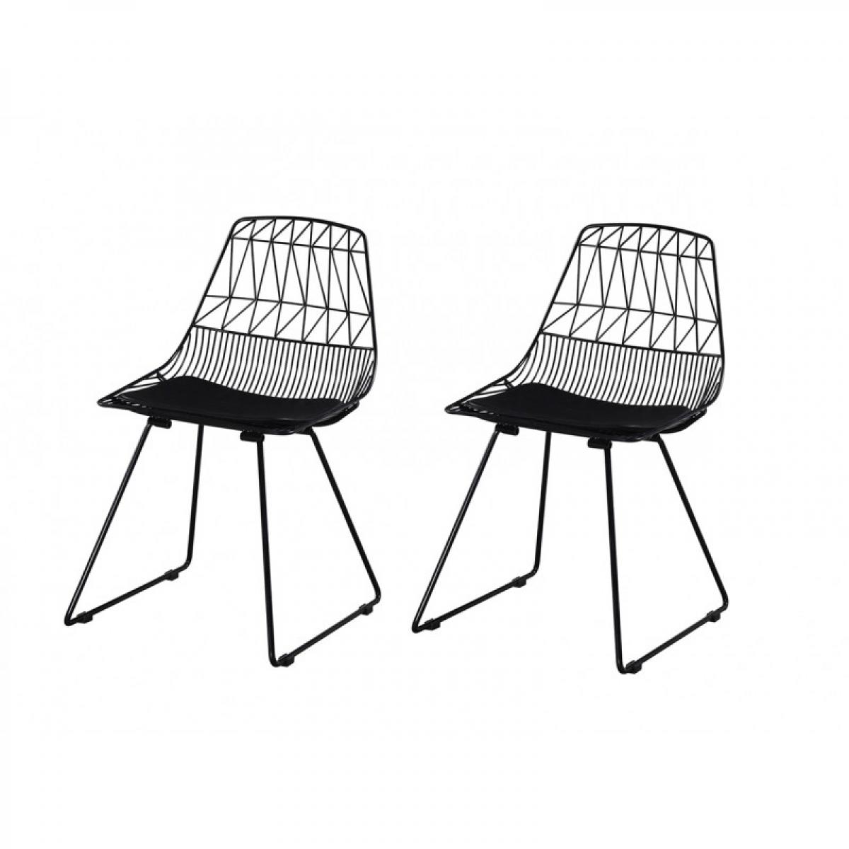 Meubletmoi - 2 chaises filaires métal noir - Kirk - Chaises