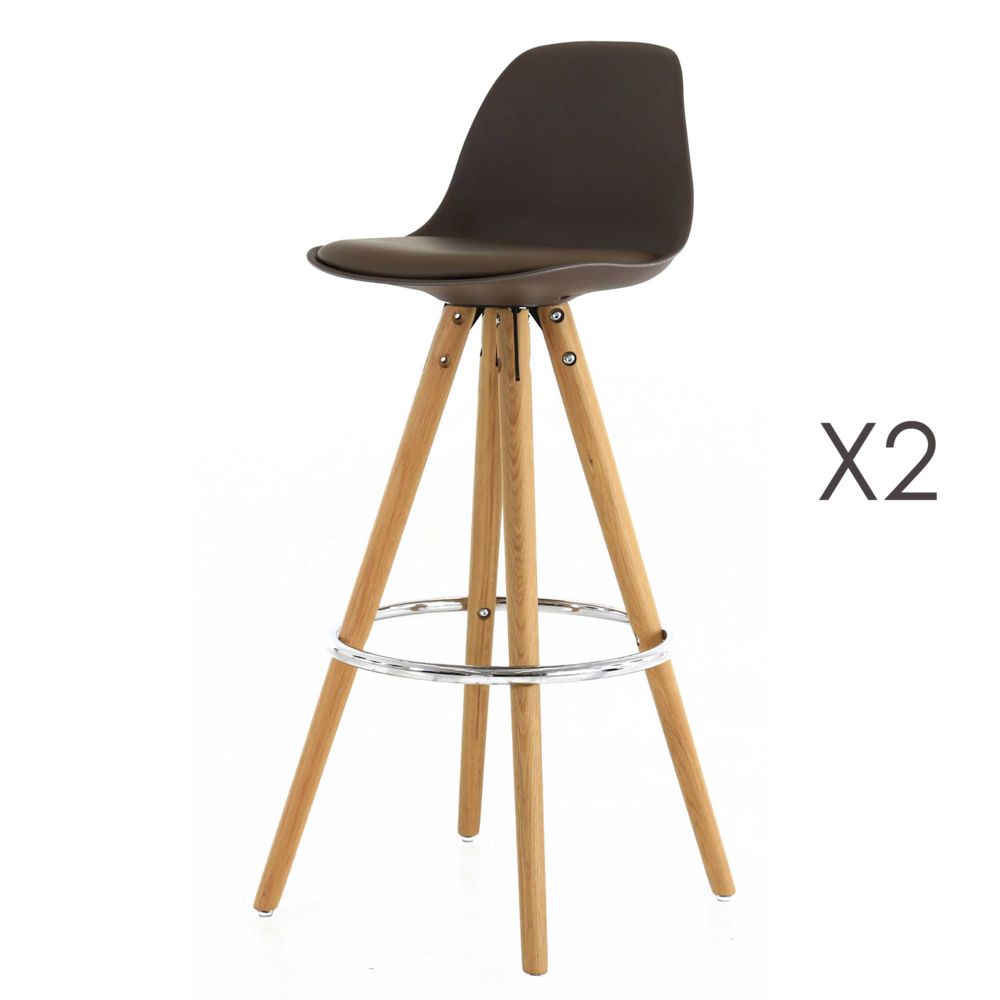 marque generique - Lot de 2 chaises de bar coloris taupe - CIRCOS - Chaises